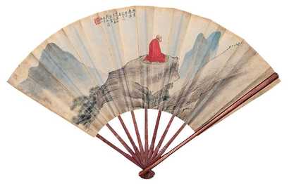 周祖荫 狄平子 庚午（1930年）作 无量寿佛 书法 成扇